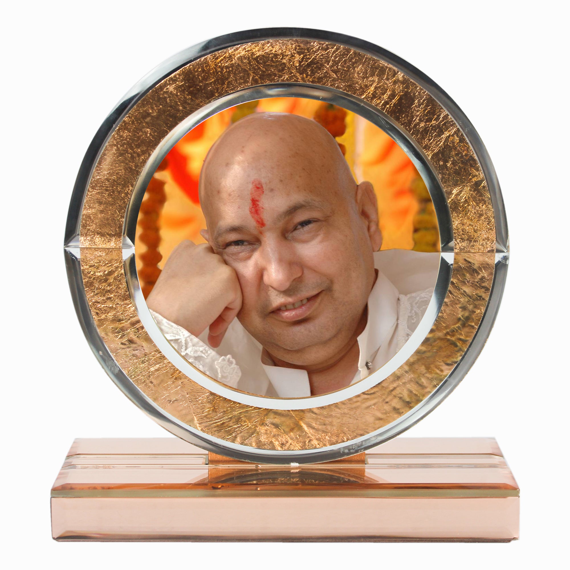 Guruji  Rose Gold Mirror Photo Frame for Blessings