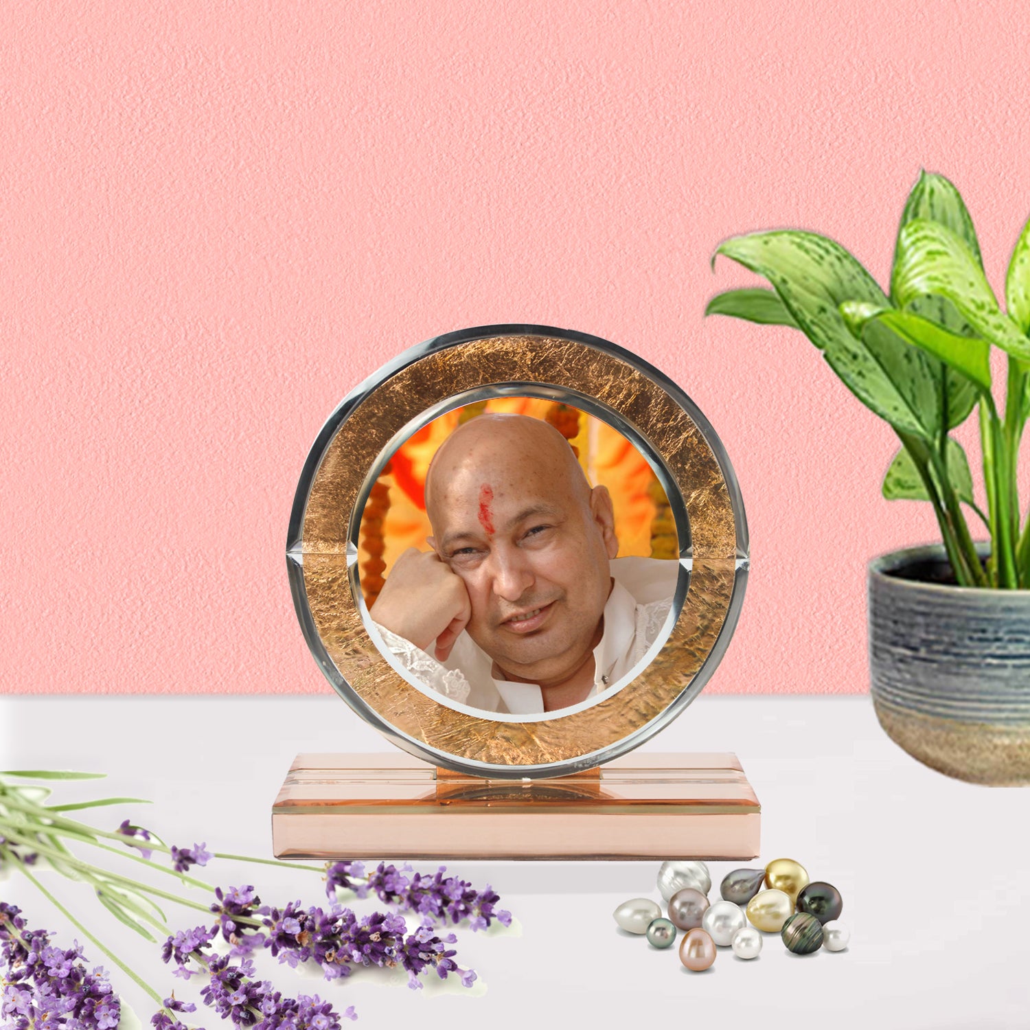  Guruji  Rose Gold Mirror Photo Frame for Blessings 