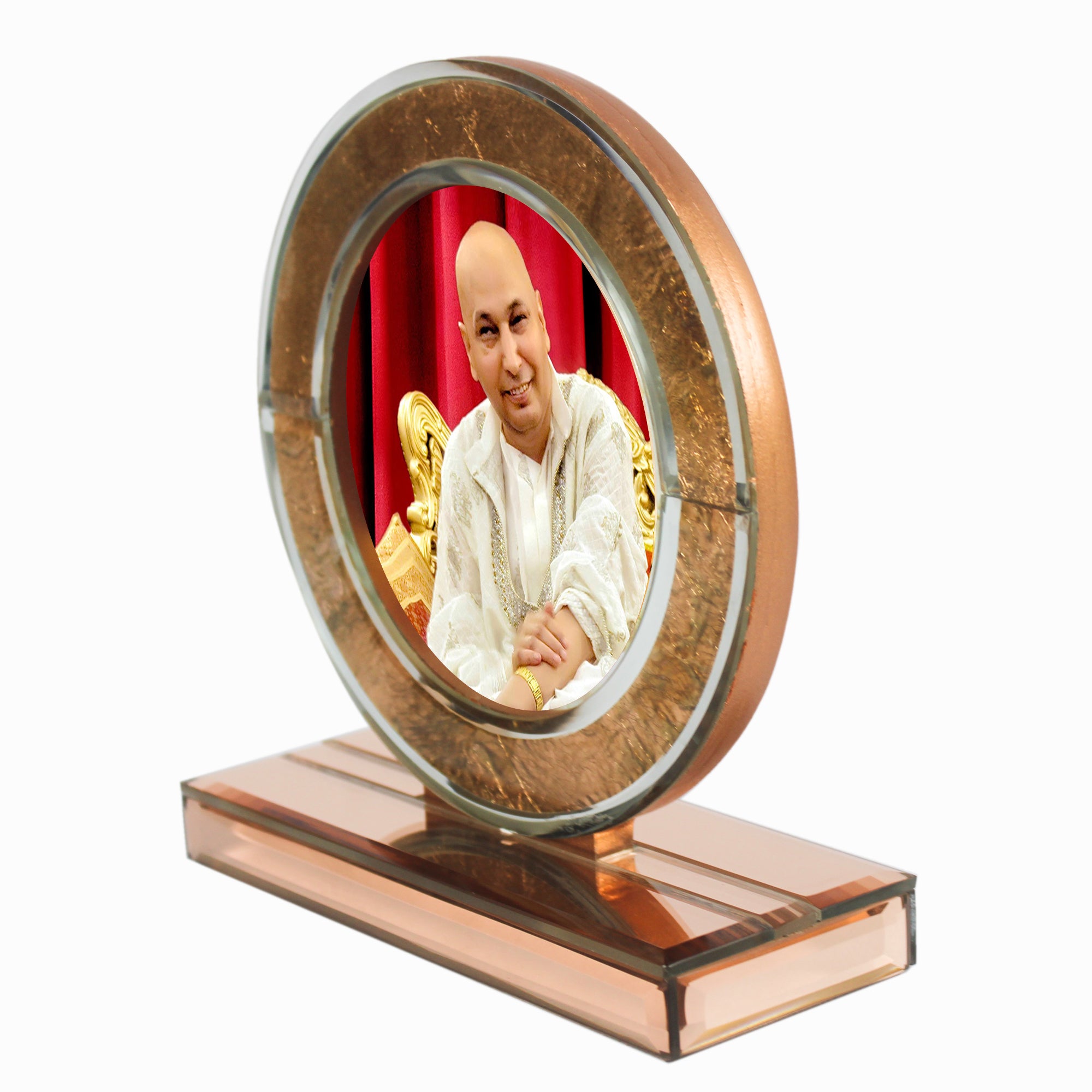 Guruji Rose Gold Designer Glass Photo Frame for Blessings-TH-1266