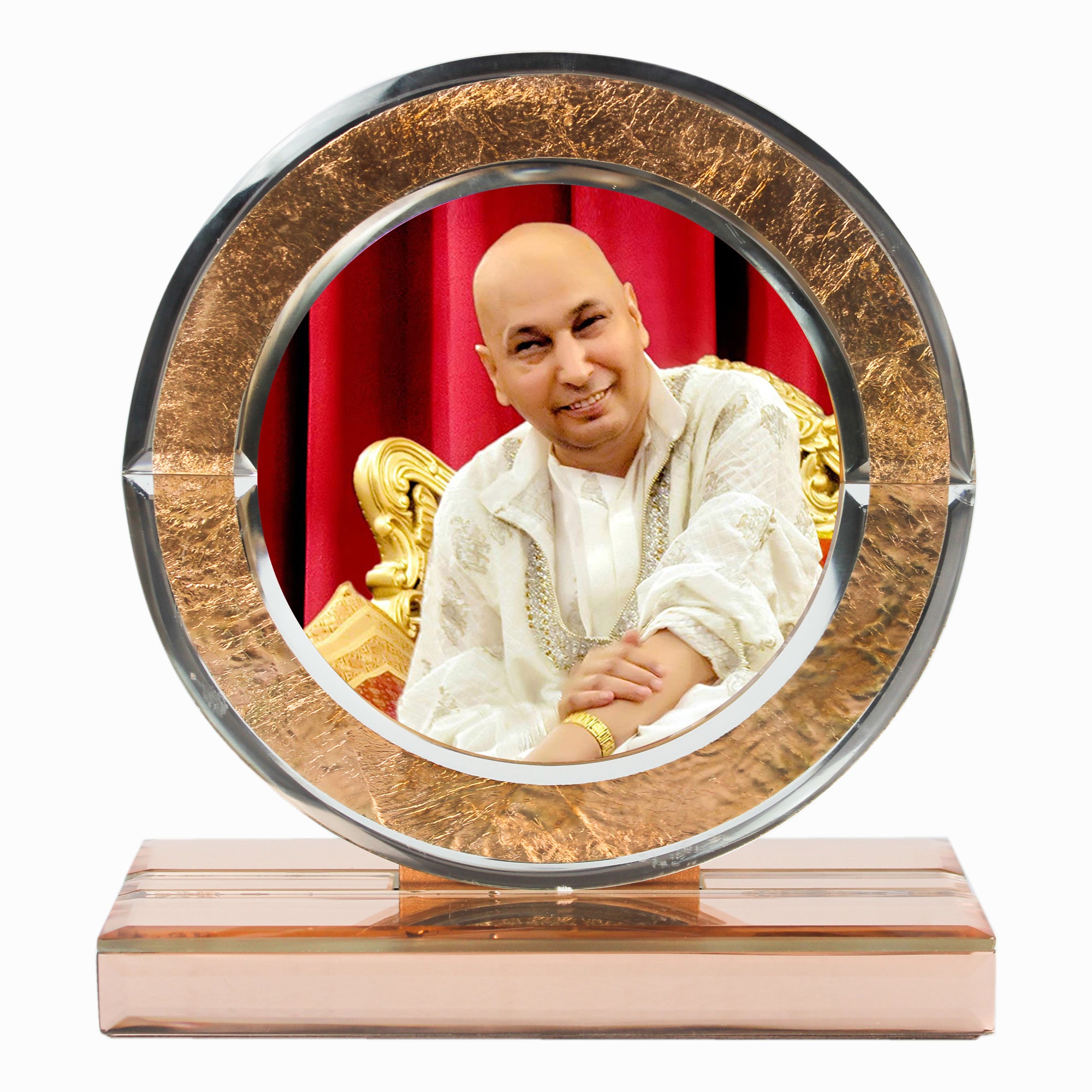 Guruji Rose Gold Designer Glass Photo Frame for Blessings-TH-1266