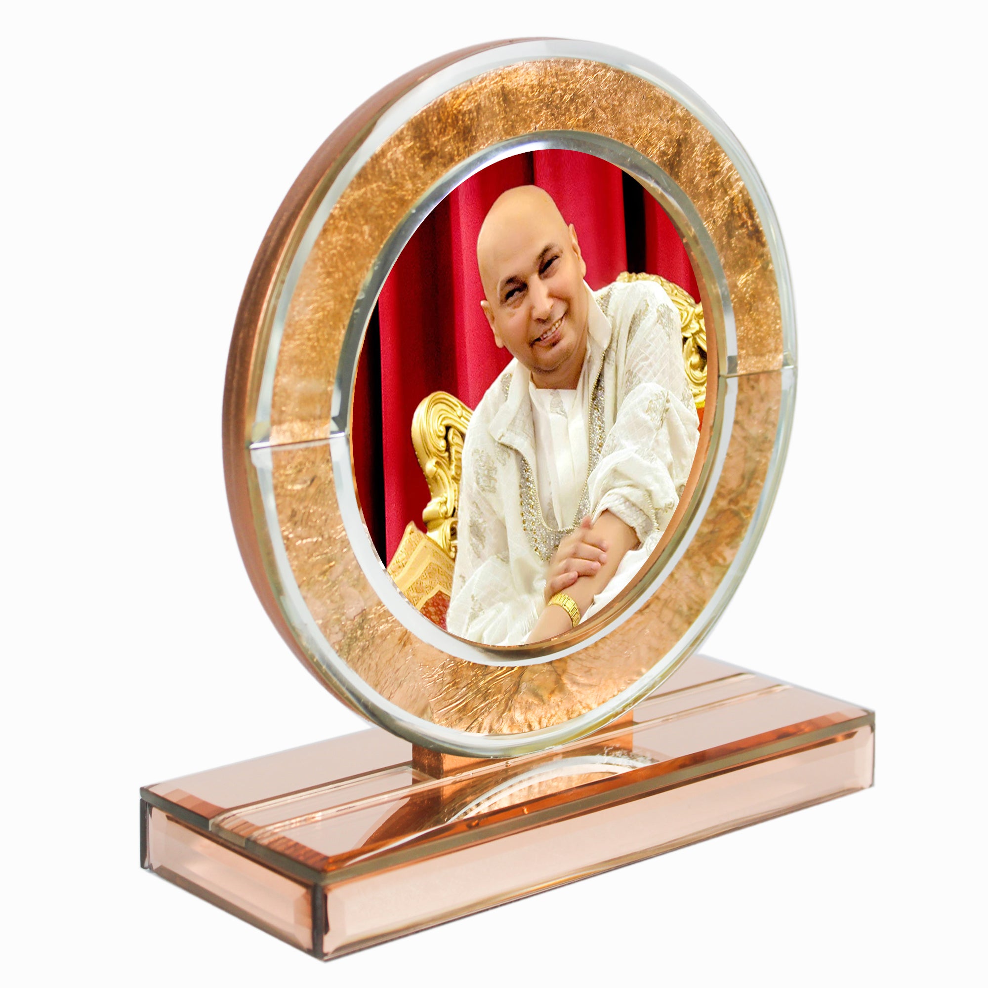  Guruji Rose Gold Designer Glass Photo Frame for Blessings-TH-1266 