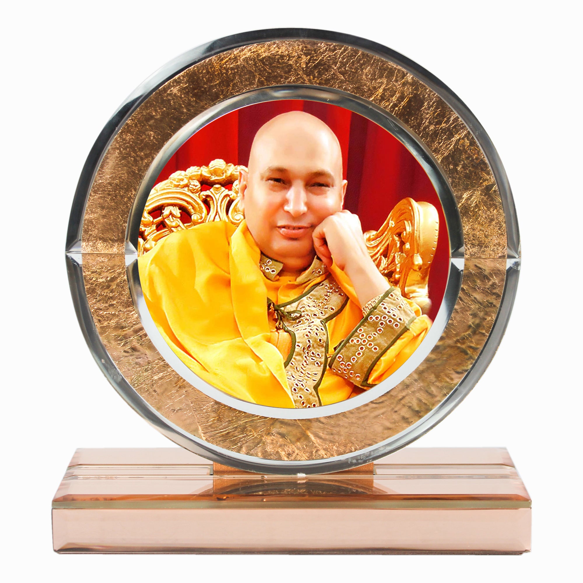 Guruji Rose Gold Designer Glass Photo Frame for Blessings-TH-1267