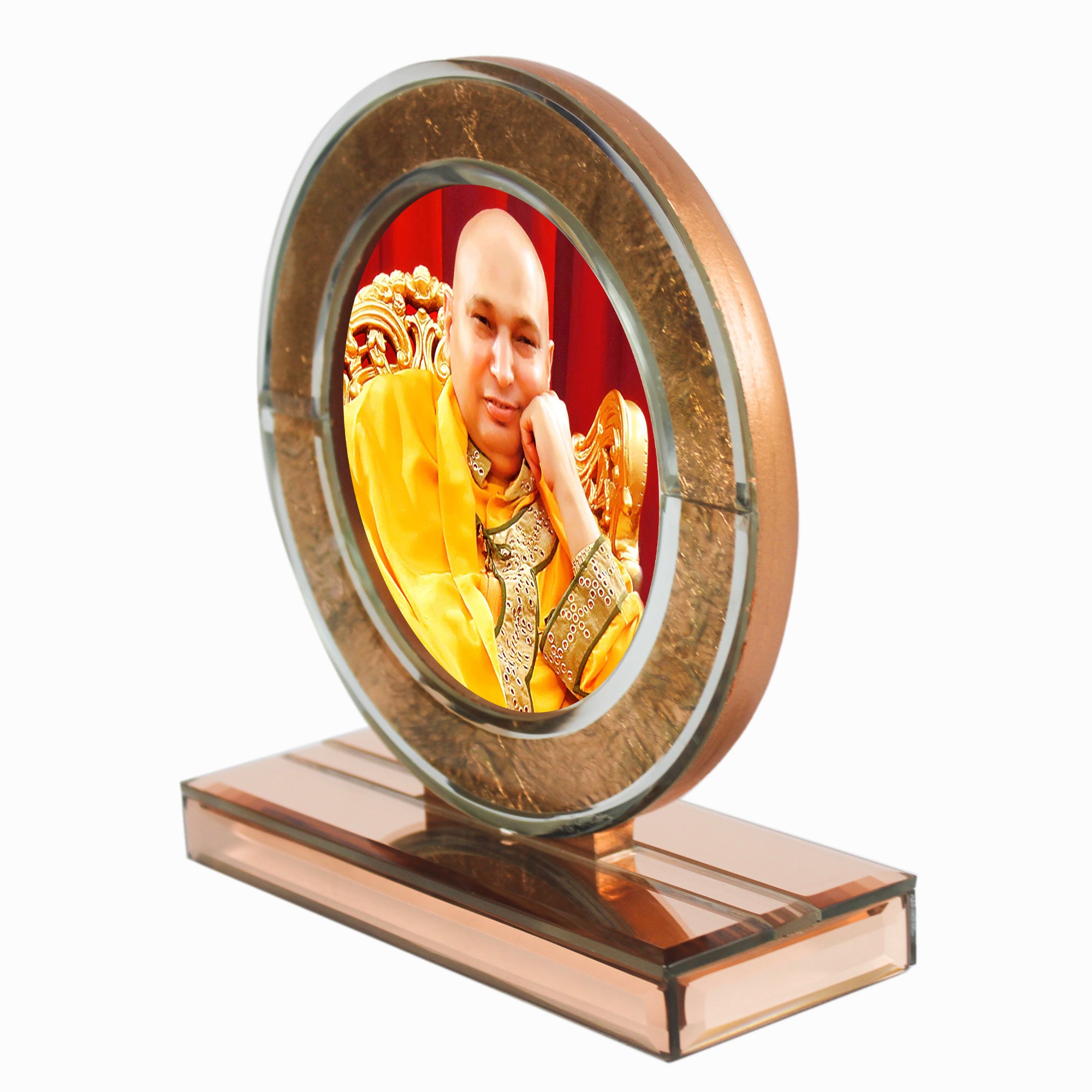 Guruji Rose Gold Designer Glass Photo Frame for Blessings-TH-1267