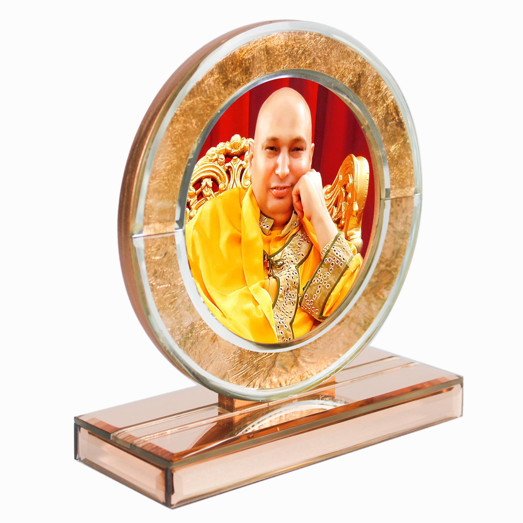  Guruji Rose Gold Designer Glass Photo Frame for Blessings-TH-1267 