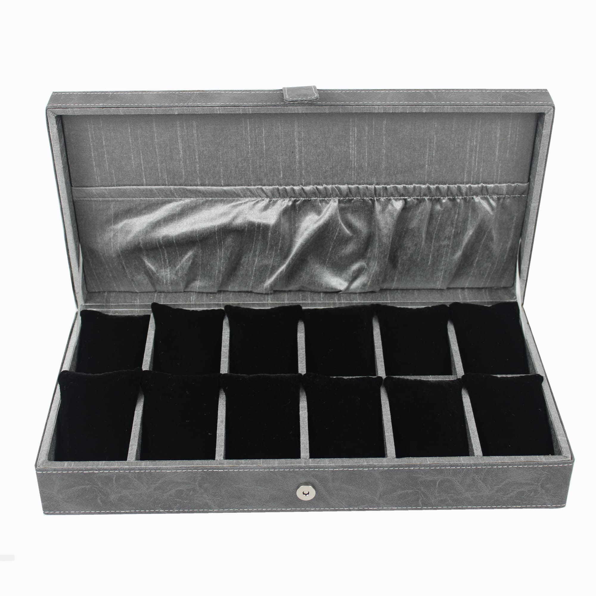 12 Slots Grey Leatherite Watch Box