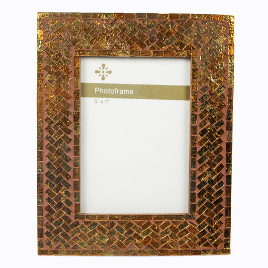 Golden Mosaic Photo / Picture Frame (Picture Size: 5 x 7 Inches)