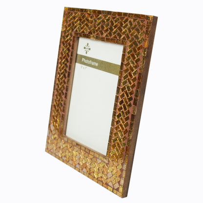 Golden Mosaic Photo / Picture Frame (Picture Size: 5 x 7 Inches)