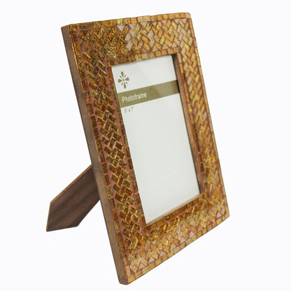 Golden Mosaic Photo / Picture Frame (Picture Size: 5 x 7 Inches)