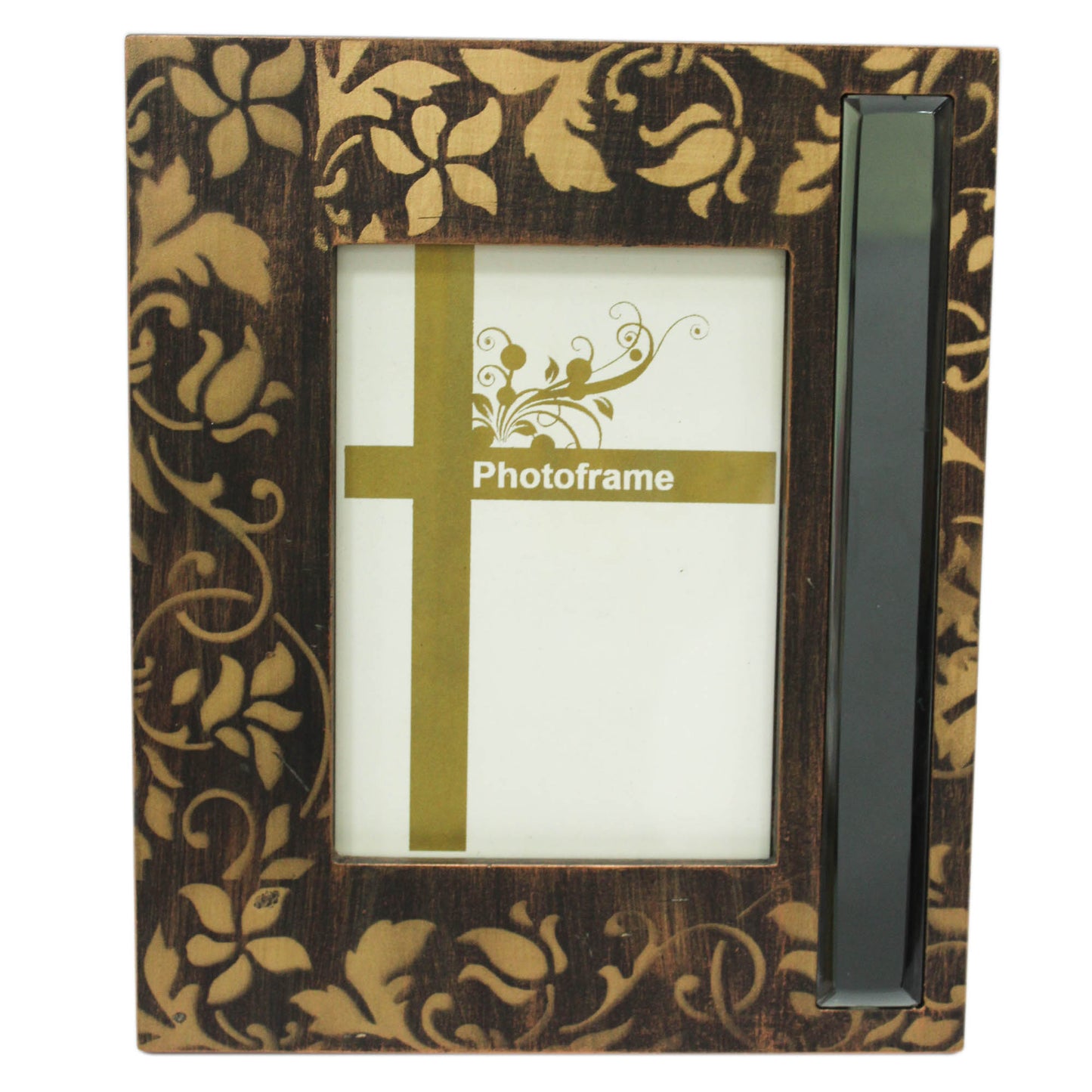 Brown Wooden Flower Design Photo / Picture Frame (Picture Size: 8 X 10 Inches)