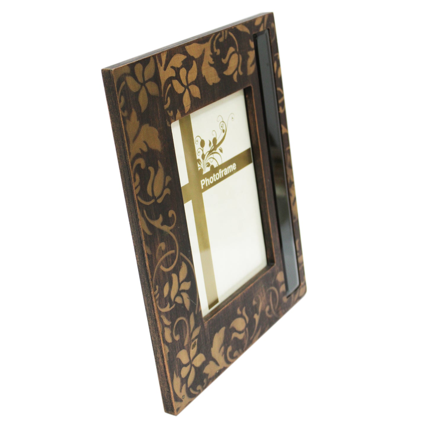 Brown Wooden Flower Design Photo / Picture Frame (Picture Size: 8 X 10 Inches)