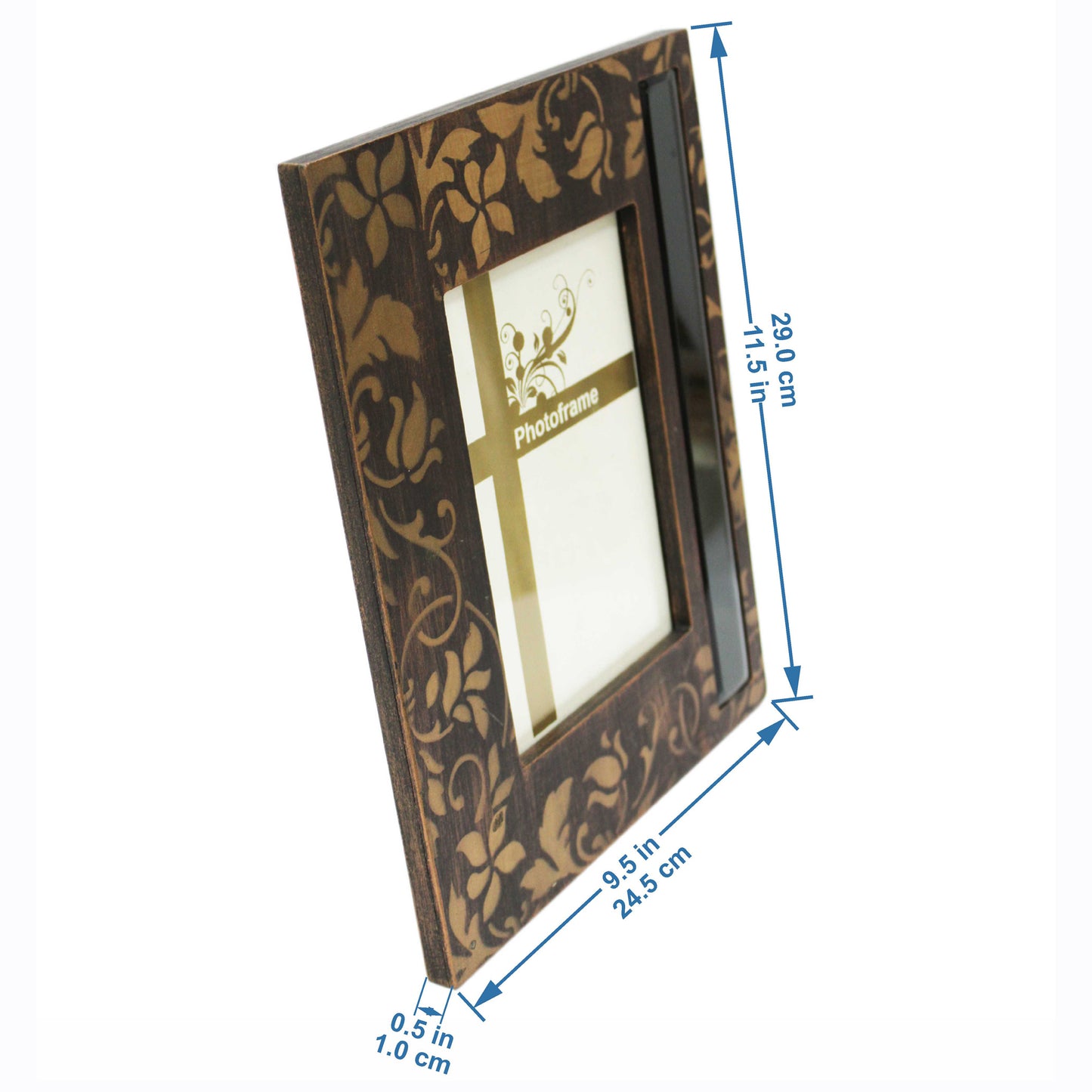 Brown Wooden Flower Design Photo / Picture Frame (Picture Size: 8 X 10 Inches)