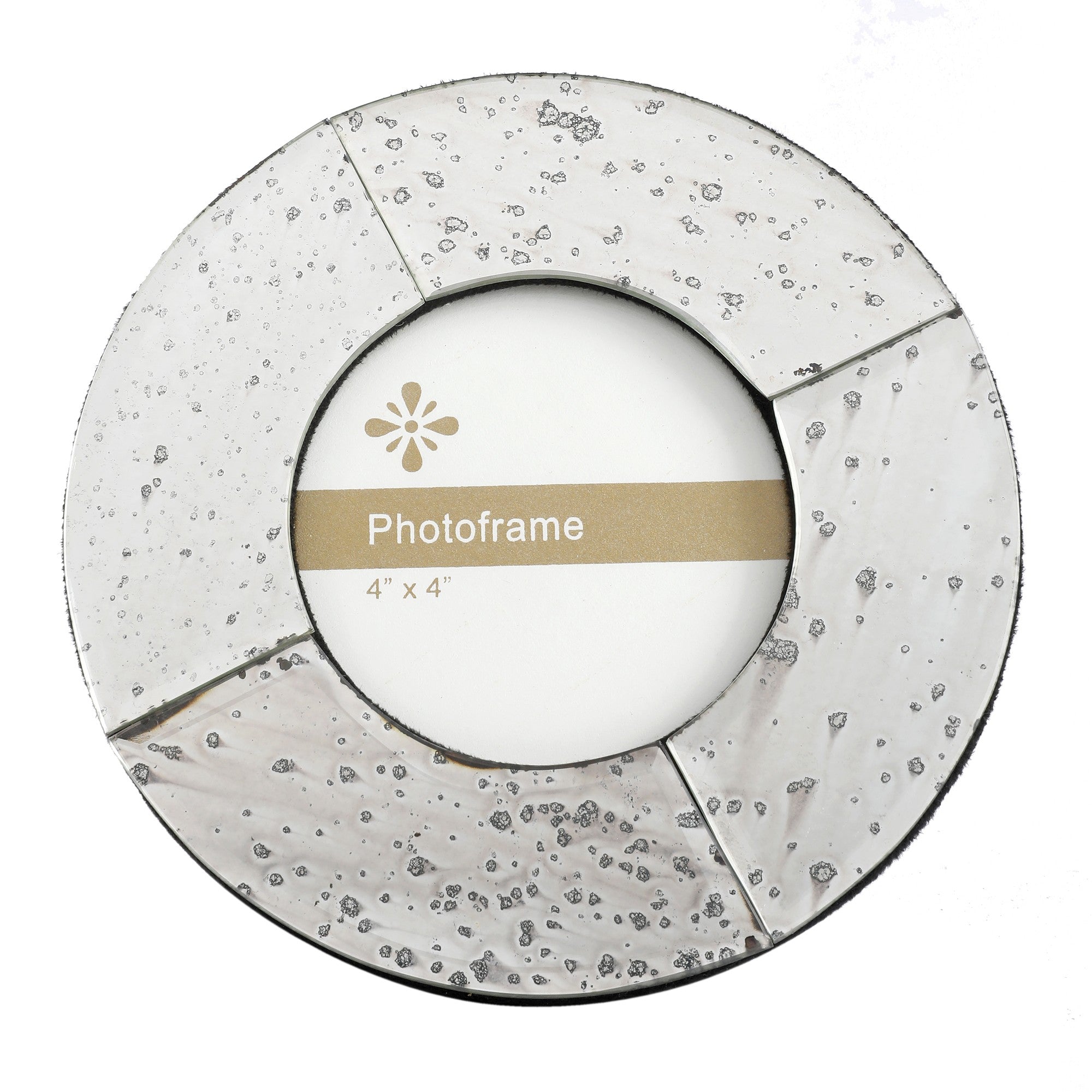 Silver Color Glass Round Shaped Antique Look Photo / Picture Frame (Picture Size: 4 X 4 Inches)