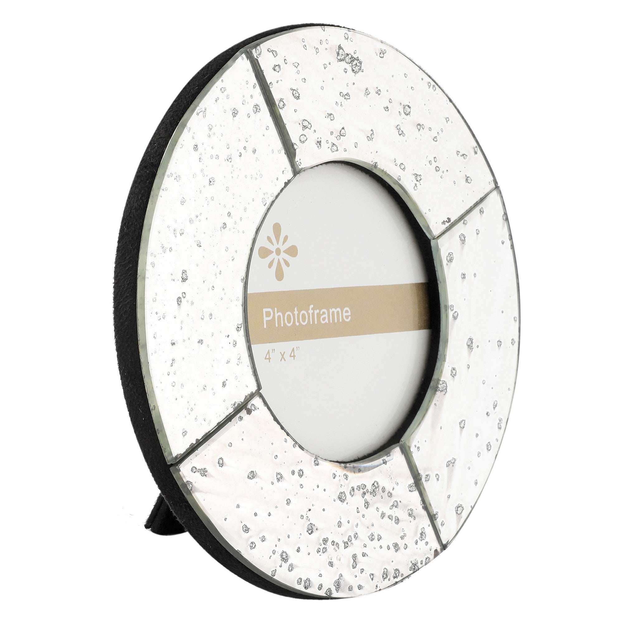 Silver Color Glass Round Shaped Antique Look Photo / Picture Frame (Picture Size: 4 X 4 Inches)