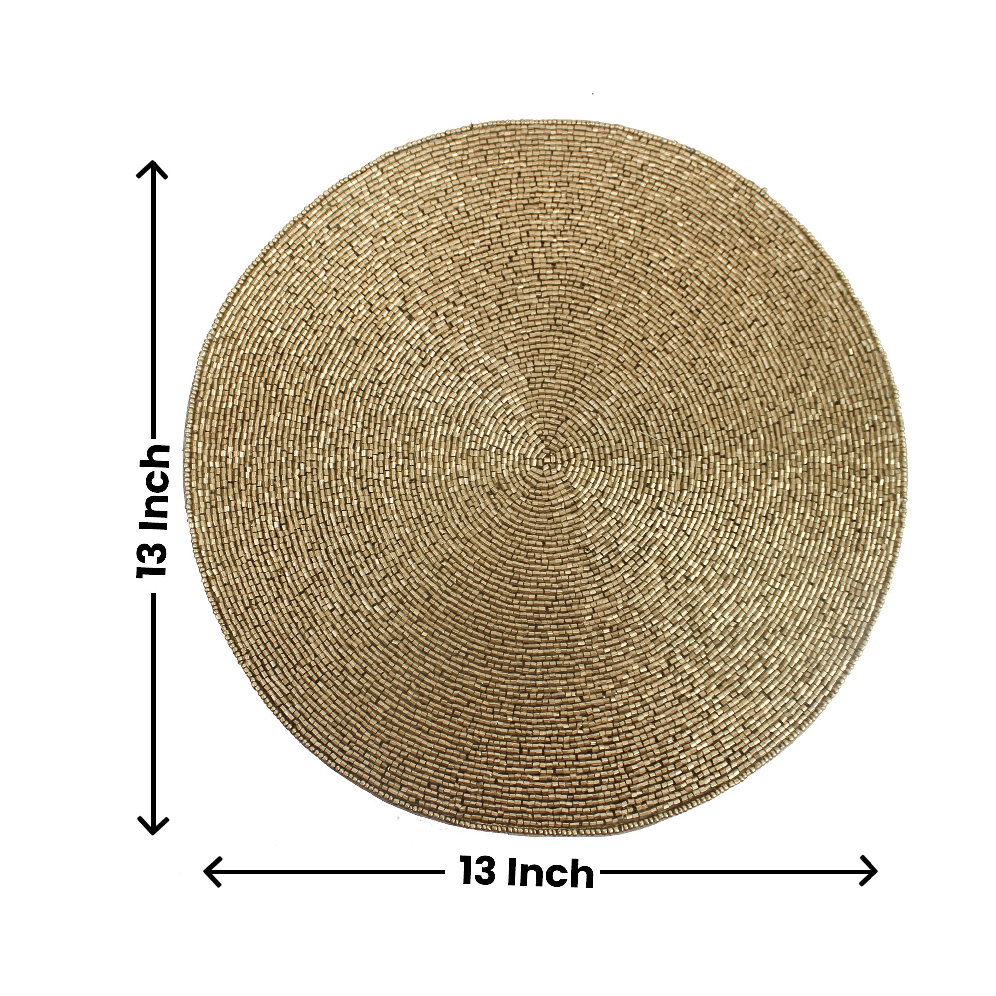 Gold Beaded Placemats for Dining Set of Two