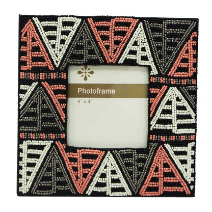 Multicolour Beaded Triangle Design Photo / Picture Frame (Picture Size: 4 x 4 Inches)-TH-163