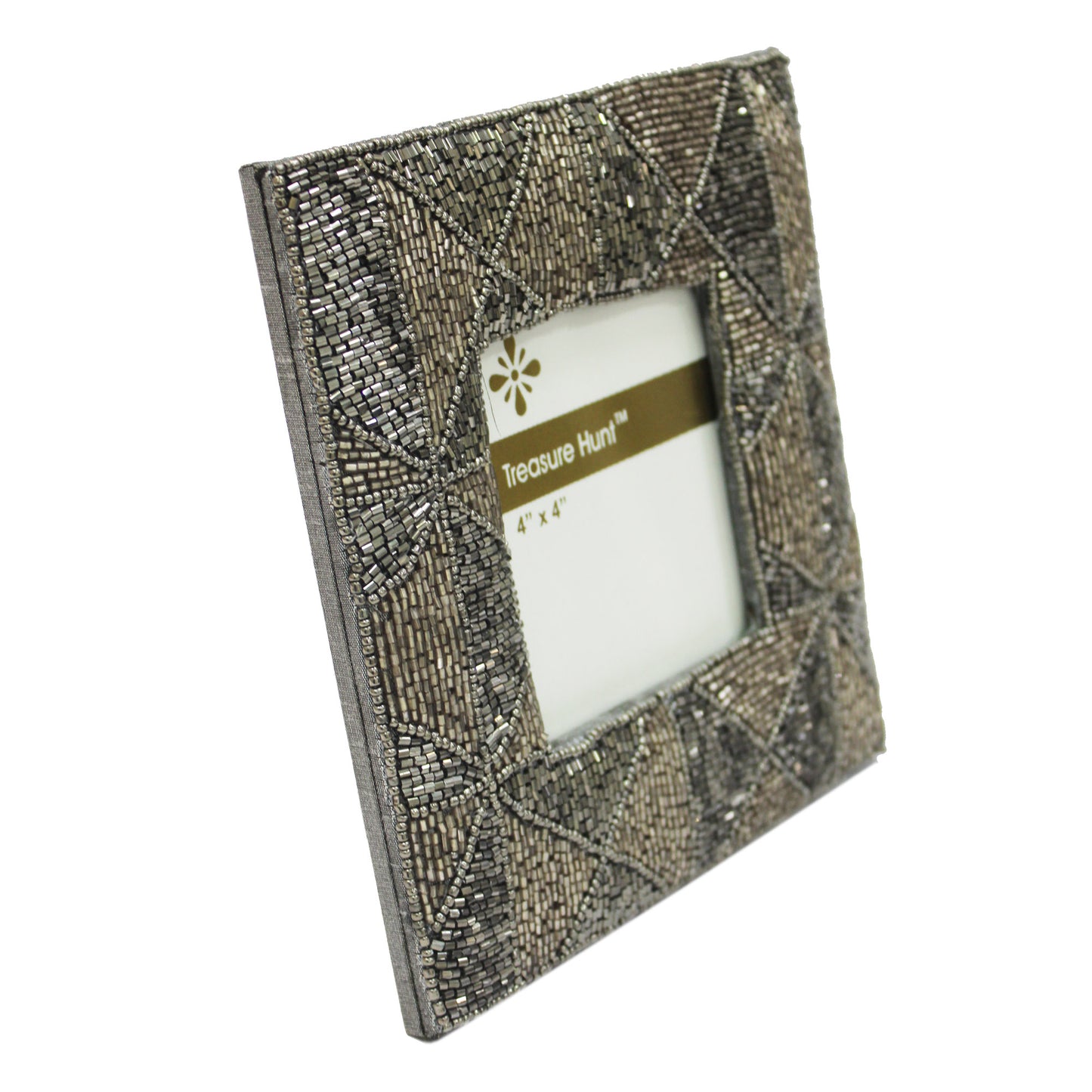 Grey Beaded Photo / Picture Frame (Picture Size: 4 x 4 Inches)-TH-165