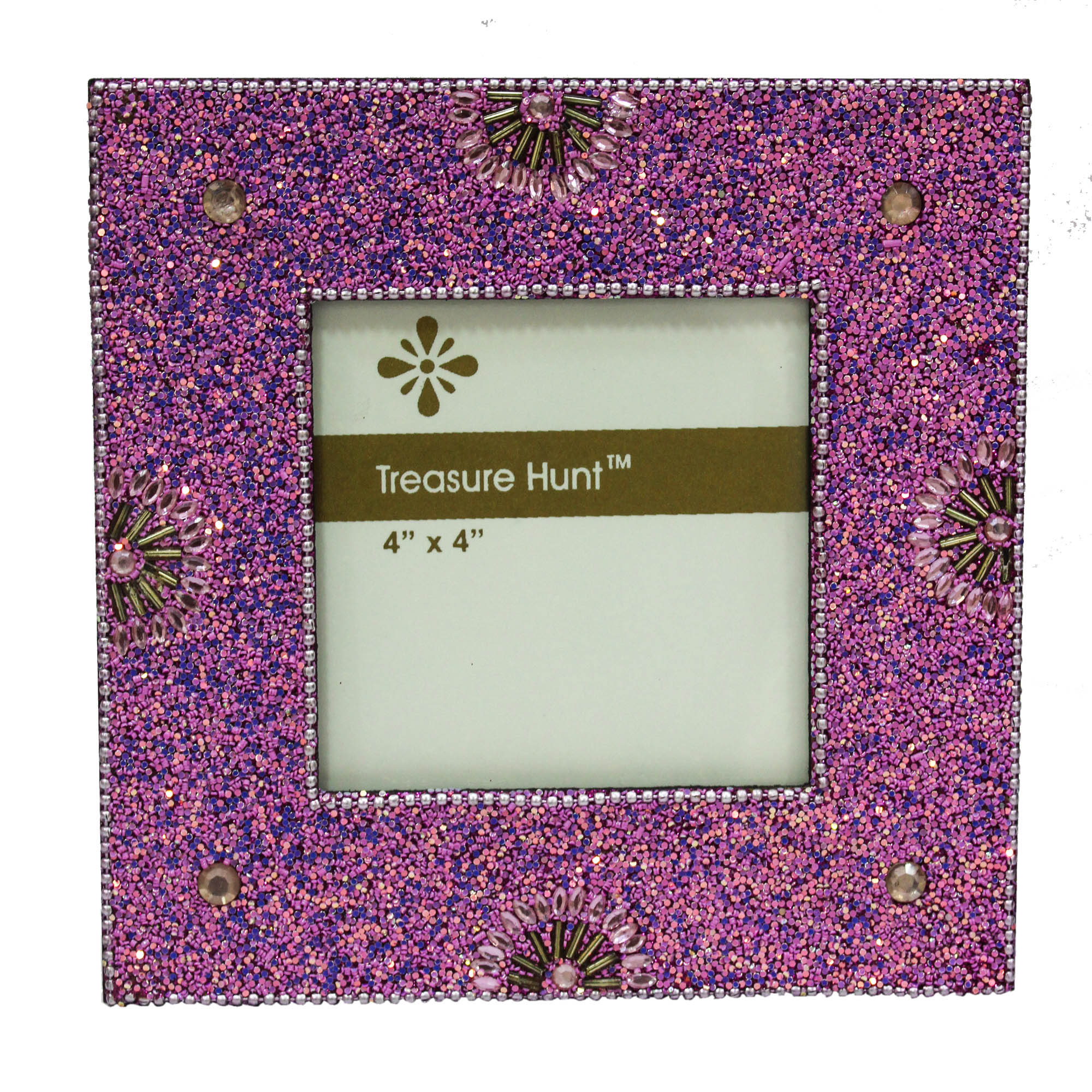 Pink Beaded Photo / Picture Frame (Picture Size: 4 x 4 Inches)-TH-170