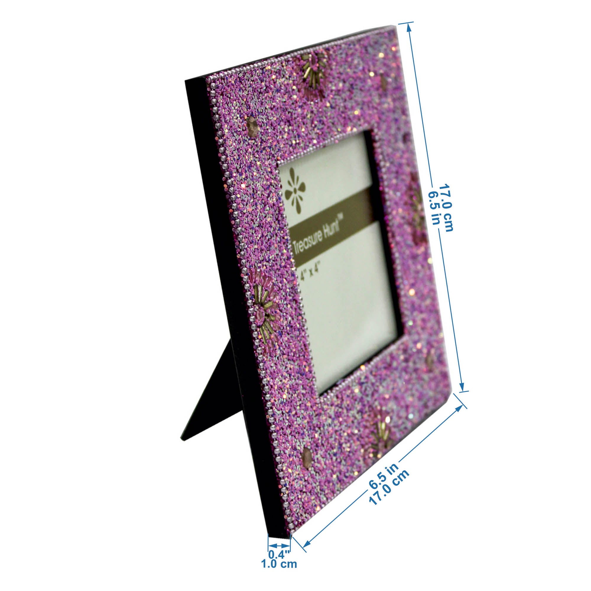 Pink Beaded Photo / Picture Frame (Picture Size: 4 x 4 Inches)-TH-170