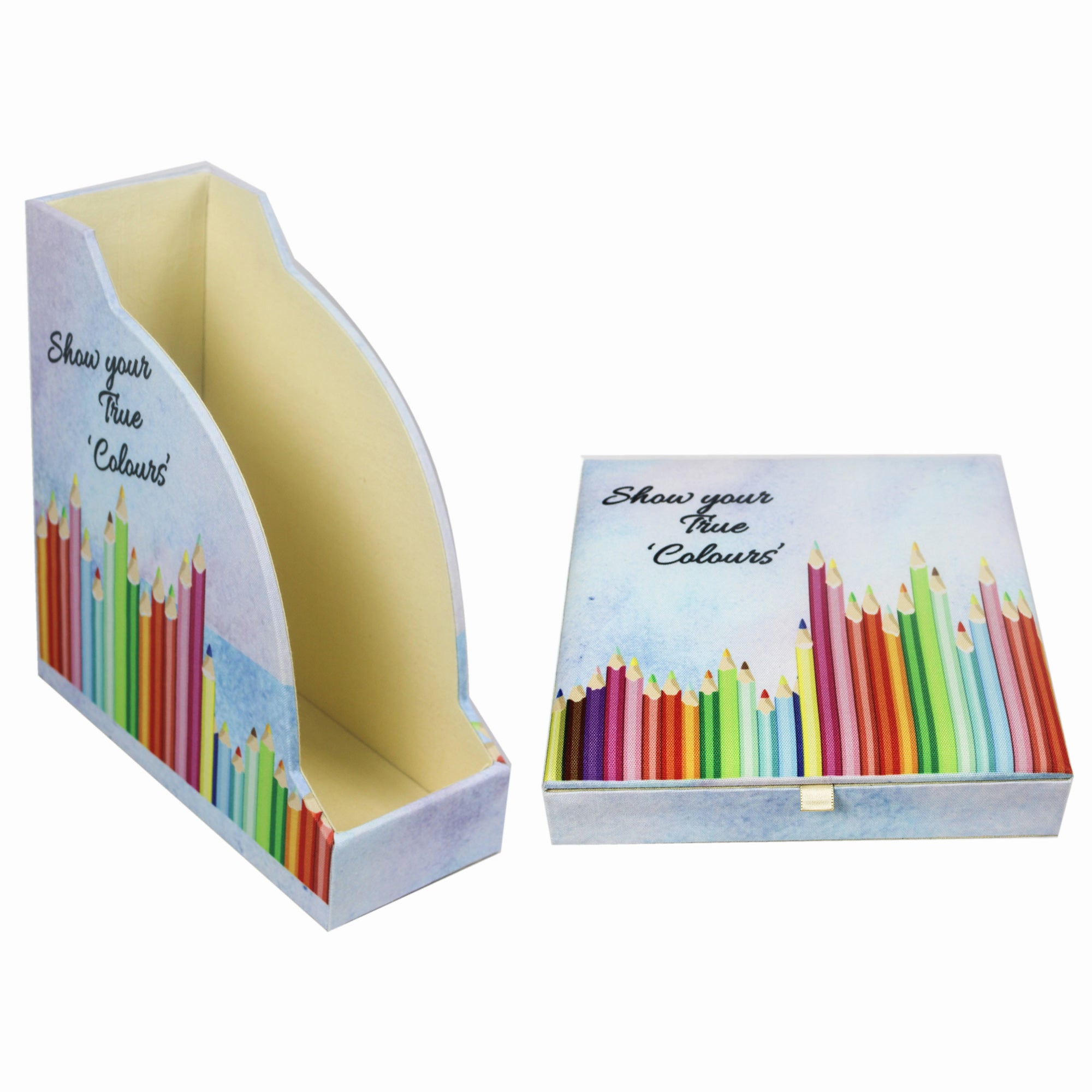 Rainbow Design Magazine Holder & Stationery Organizer (Set of 2)