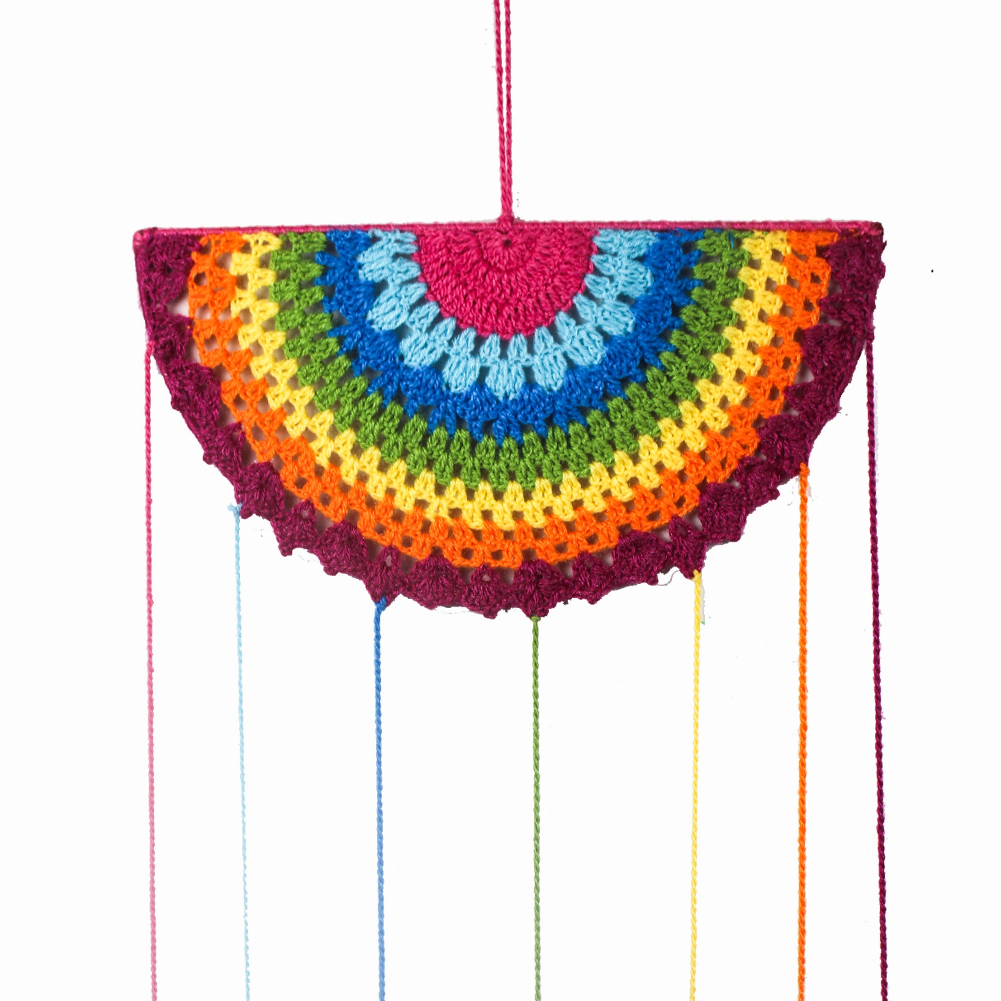 Handmade Crochet Rainbow Kids Wall Decor with Colorful Tassels