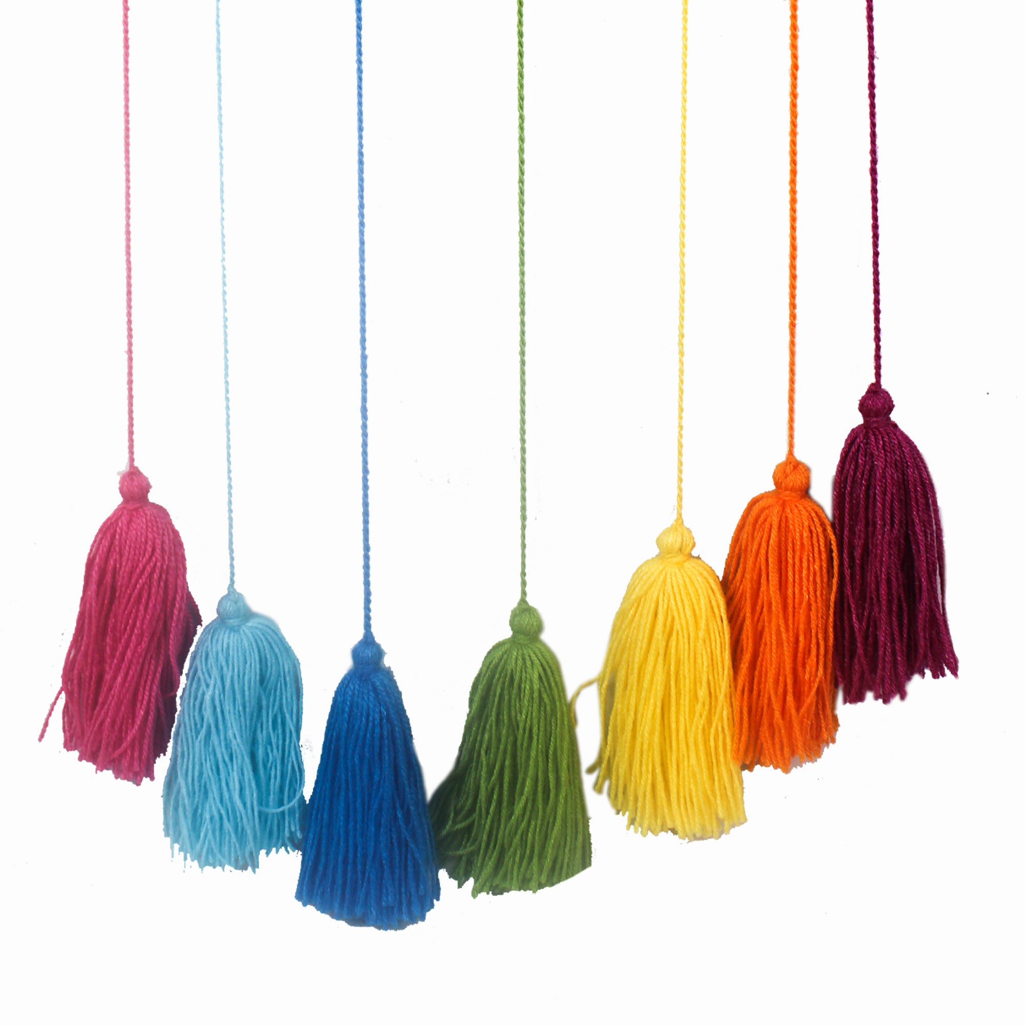 Handmade Crochet Rainbow Kids Wall Decor with Colorful Tassels