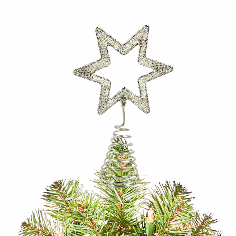 Silver Beaded Star Shaped Tree Topper
