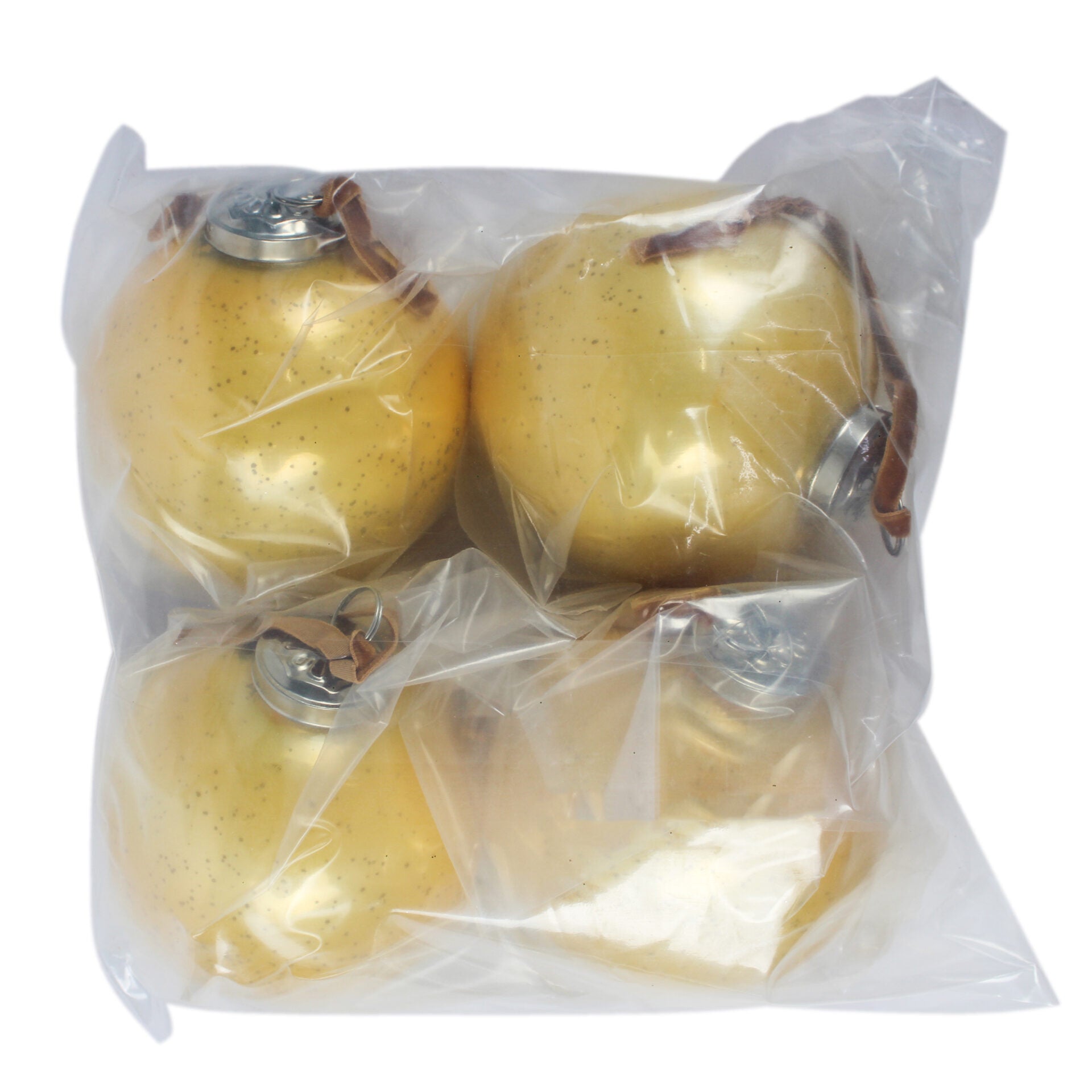 Set of 4 Yellow Glass Christmas Tree Decorative Balls