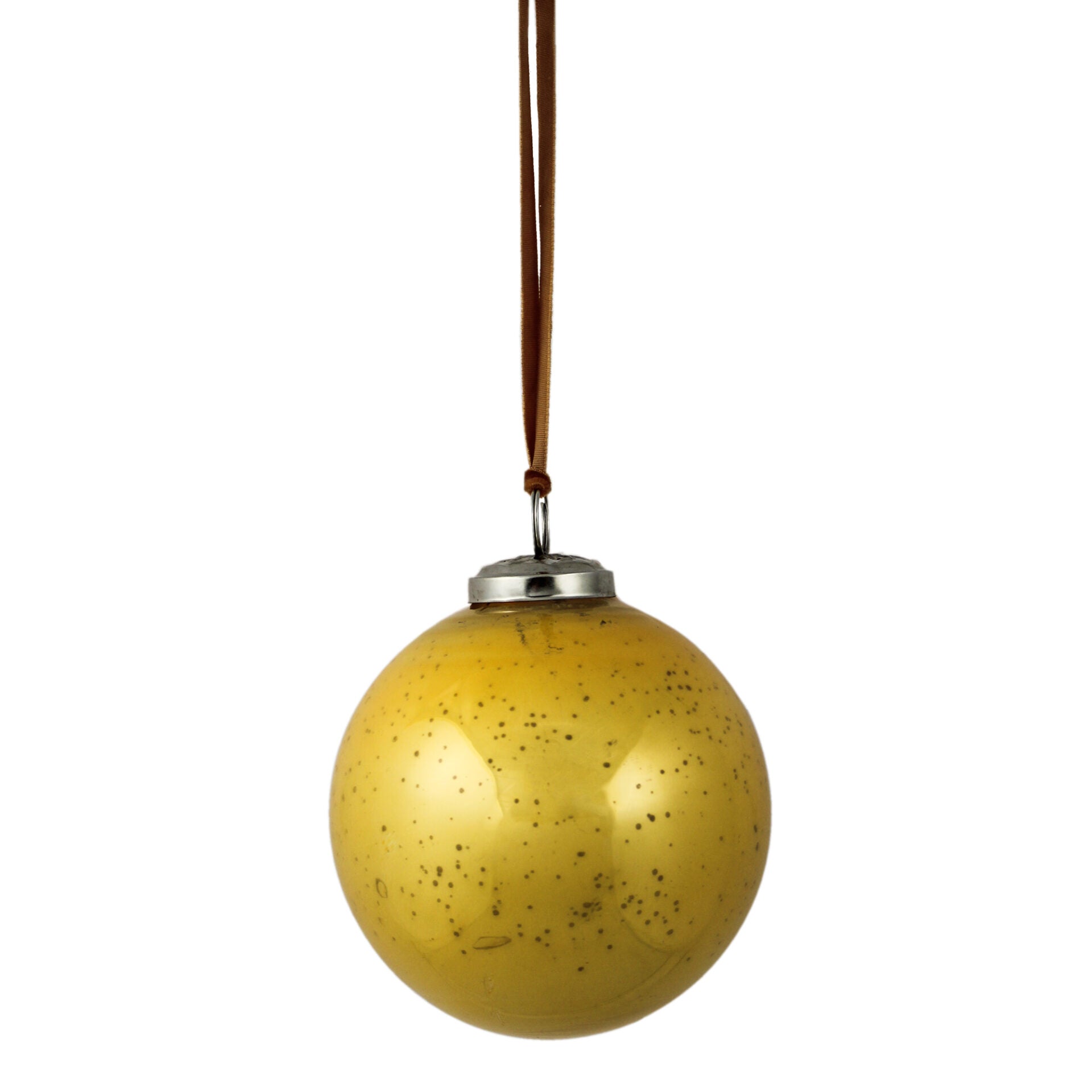 Set of 4 Yellow Glass Christmas Tree Decorative Balls