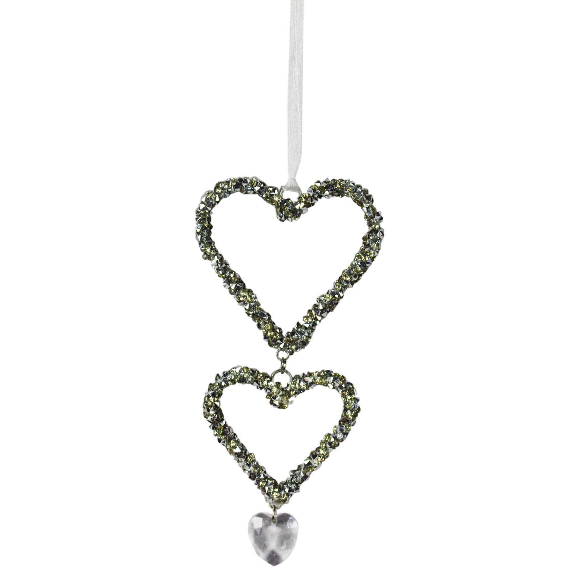  Set of 2 Double Heart Christmas Tree Decorative Ornament 