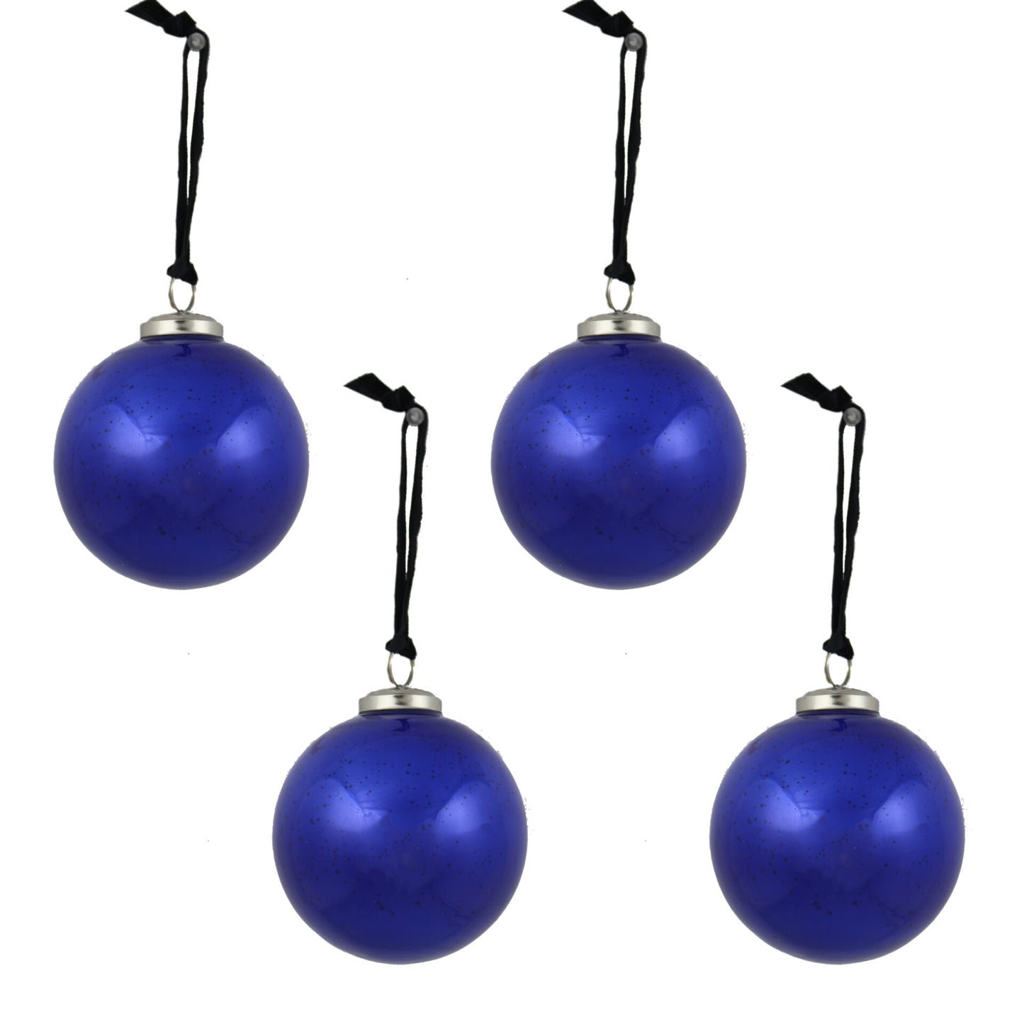 Set of 4 Blue Glass Christmas Tree Decorative Balls