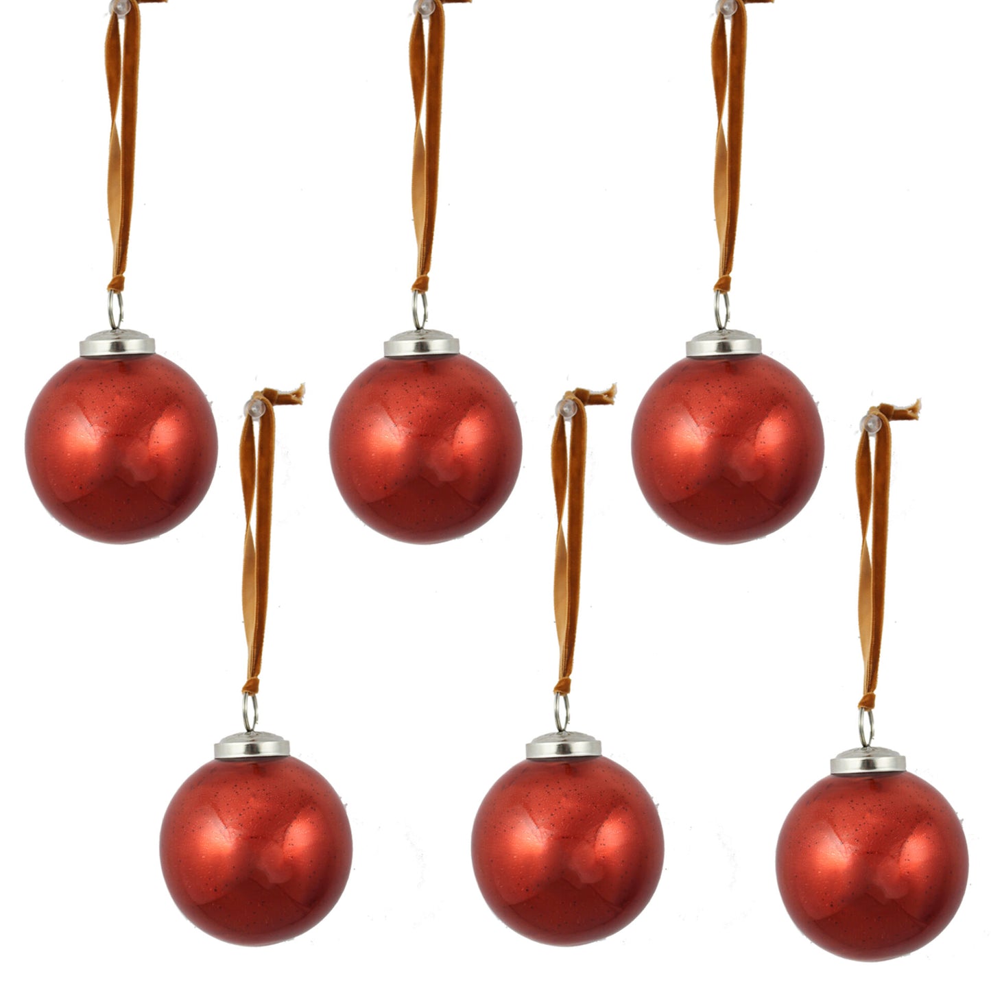 Set of 6 Red Glass Balls for Christmas Tree Decoration