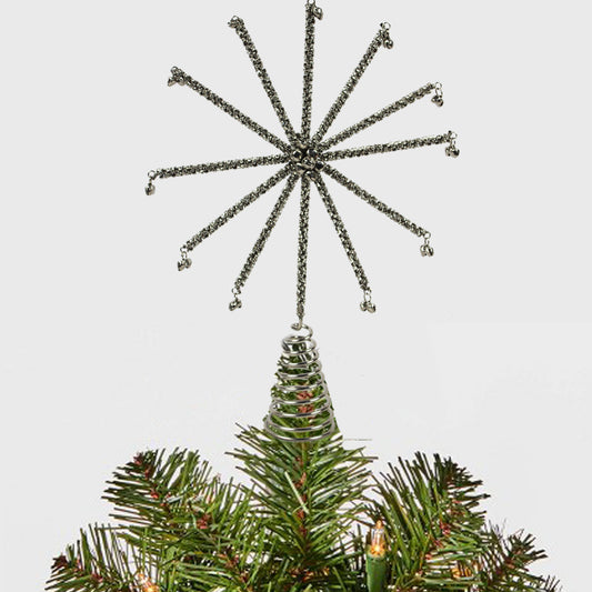 Silver Beaded Christmas Tree Topper