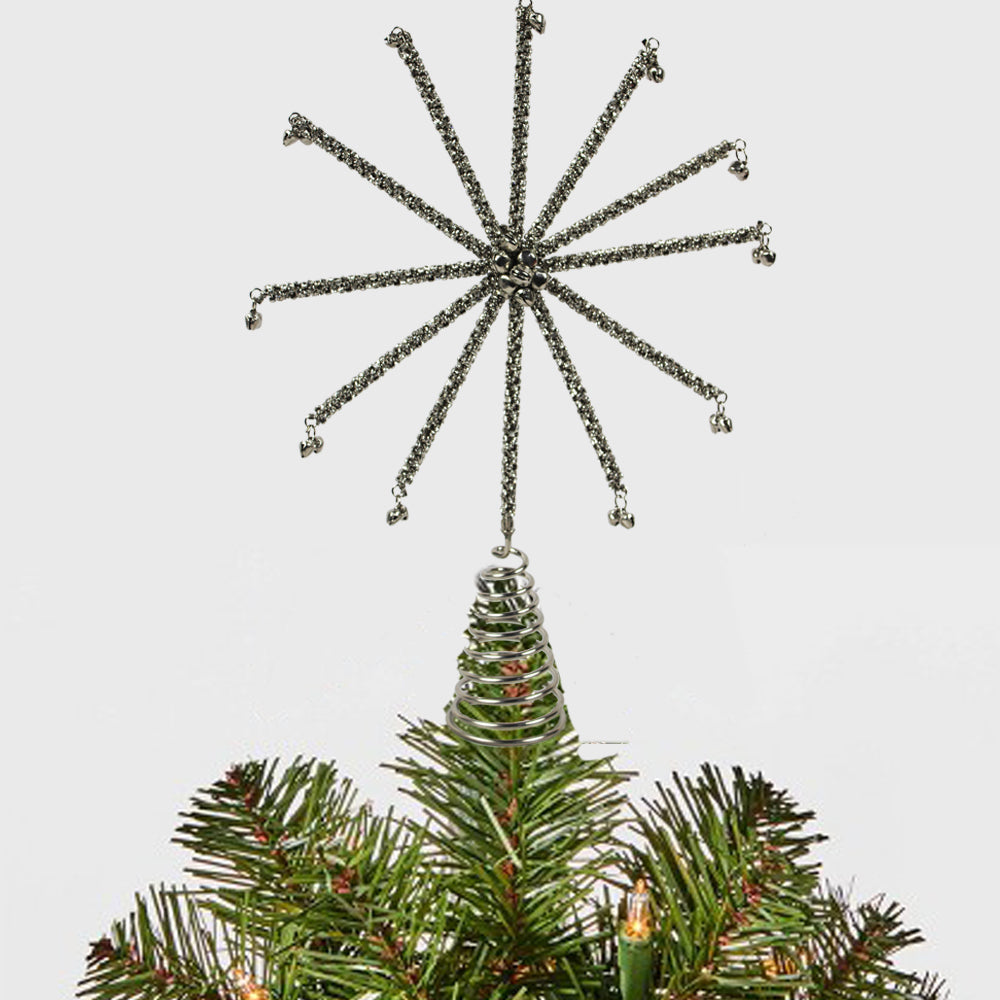 Silver Color Beaded Christmas Tree Topper