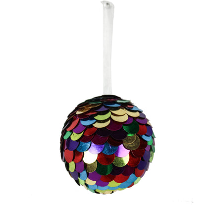 Set of 6 Multicolor Sequins Work Christmas Hanging Balls