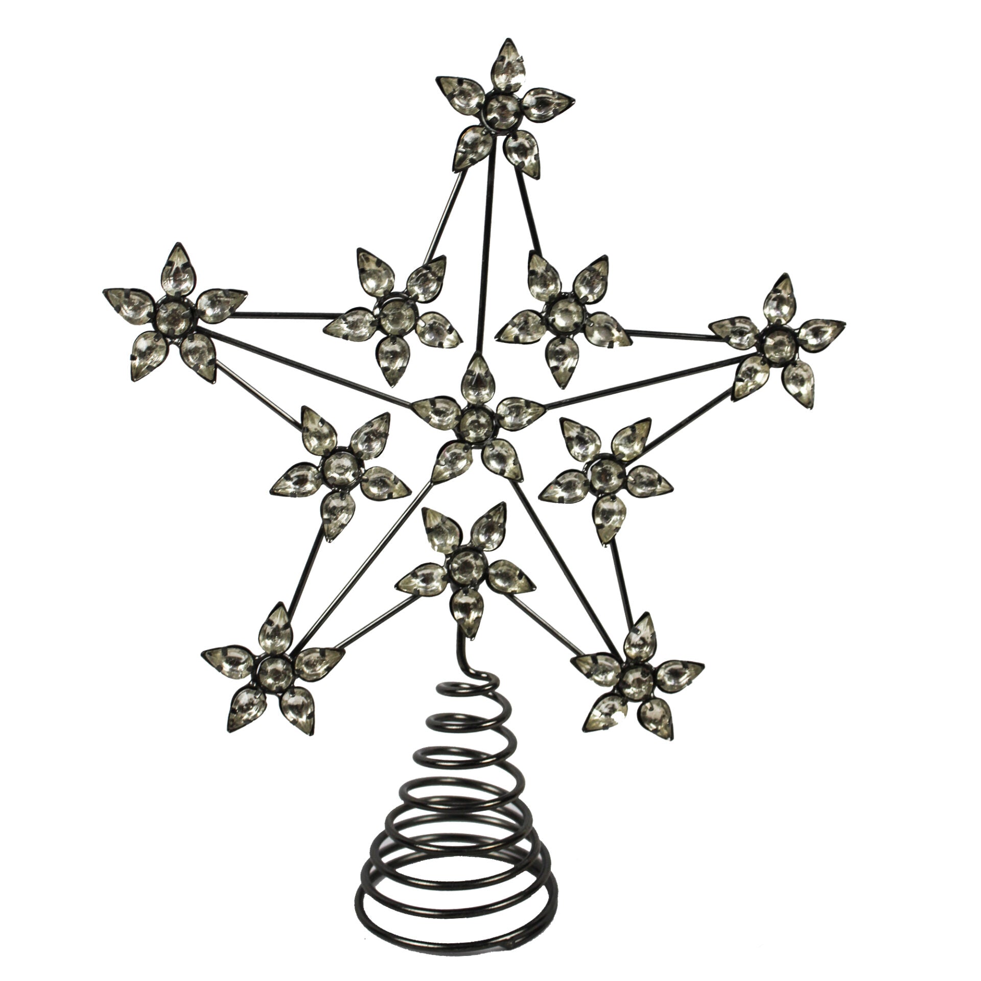 Silver Snowflake Design Jewelled Tree Topper for Christmas Decoration