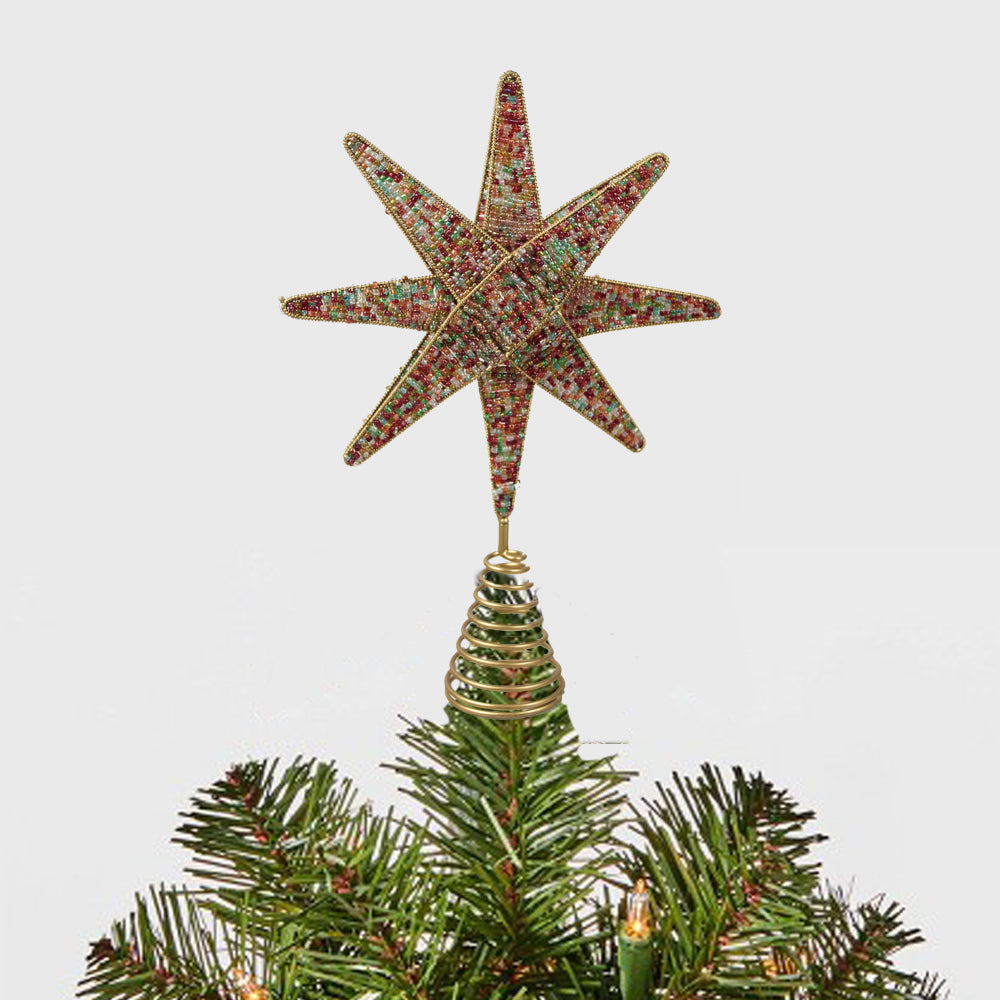 Multicolour Beaded Tree Topper for Christmas Tree Decoration