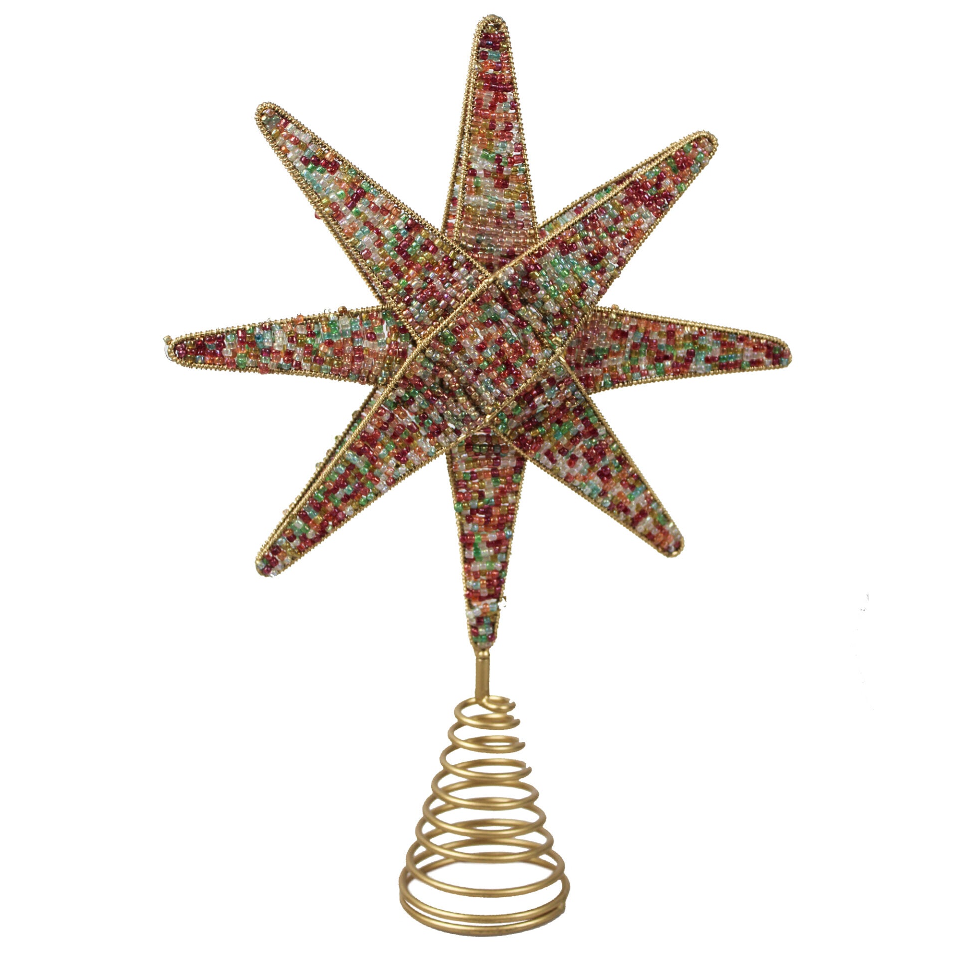 Multicolored Beaded Tree Topper for Christmas Tree Decoration