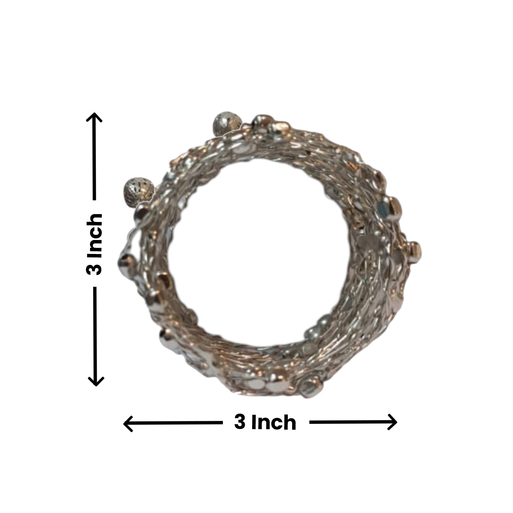 Silver Metal Interlocking Pattern Napkin Ring Set of Four