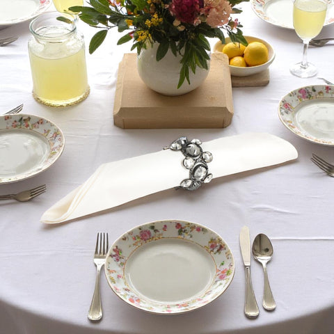 Silver Jewelled Napkin Ring Set of Four