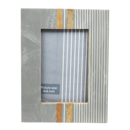 Resin & Wood Marble Effect Stripe Design Grey Picture Frame (Picture Size: 4 x 6 Inches)