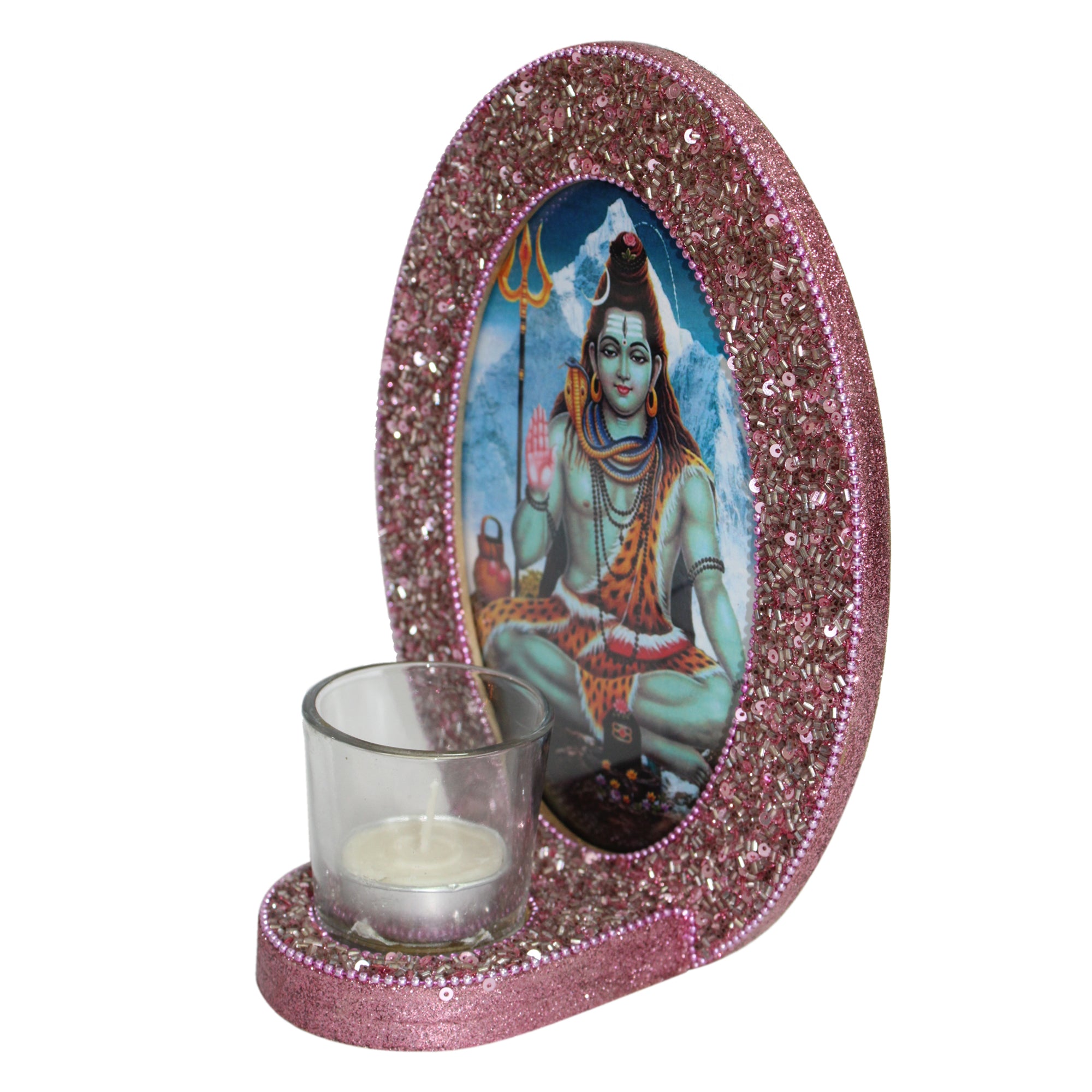 Decorative Lord Shiva Blessings Pink Photo Frame (5x7 Inches)-TH-266