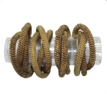 Golden Colored Interlocking Napkin Rings for Dining Table (Set of 4)