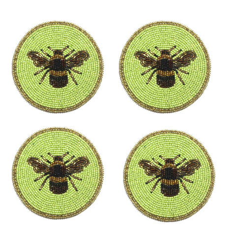 Beaded Embroidered Bug Design Coaster Set of 4  - TH-2970