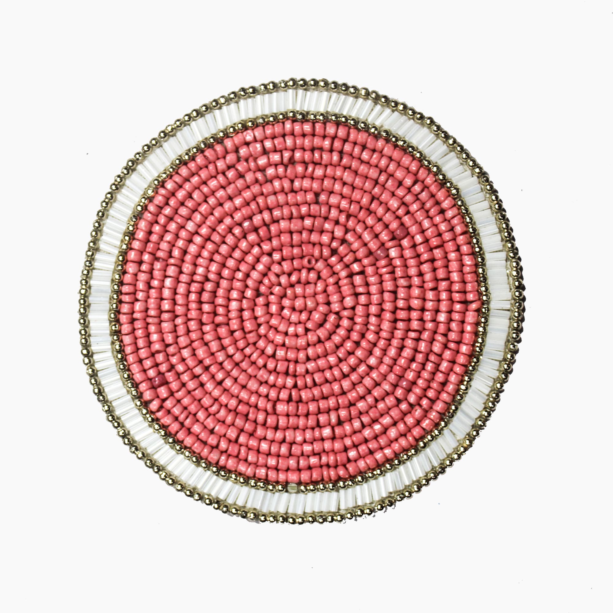 Beaded Embroidered Pink Ivory Coaster Set of Four
