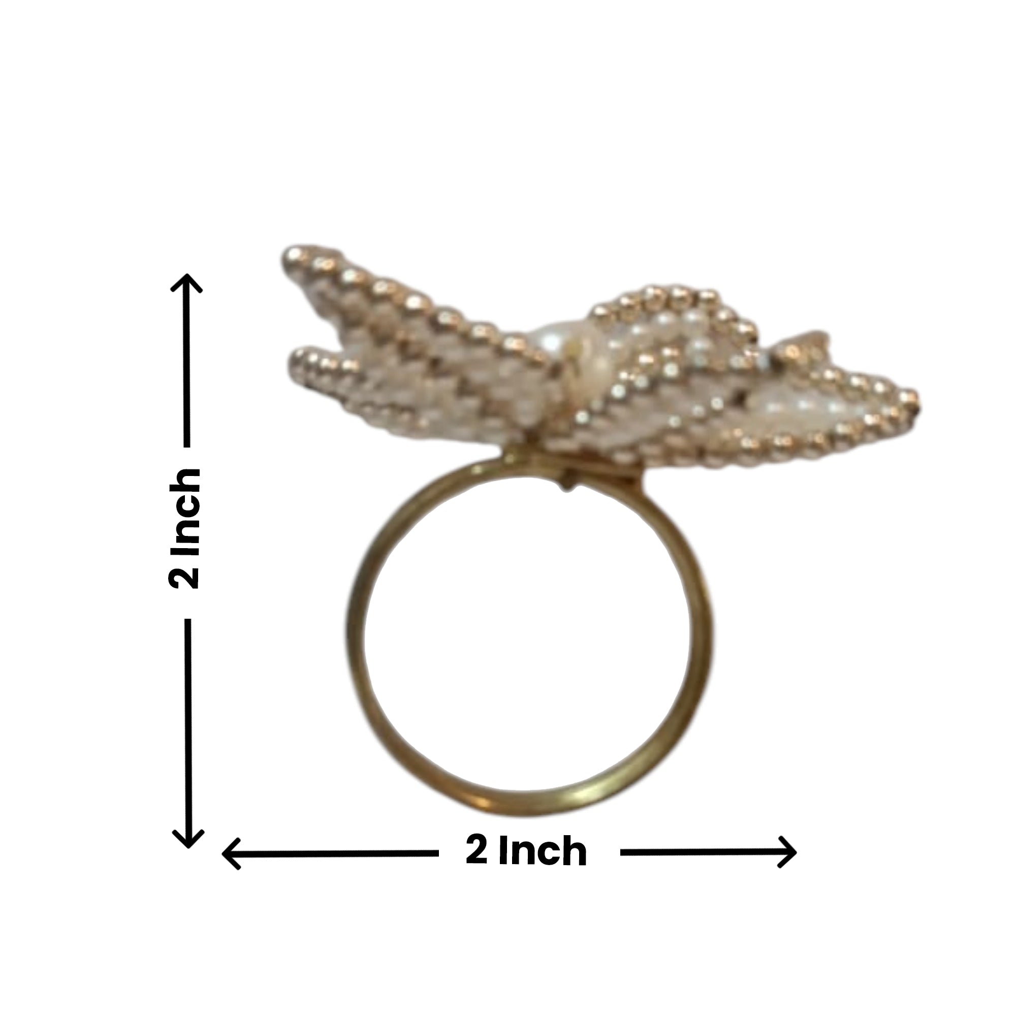 Flower Shape Beaded Napkin Ring Set of Four