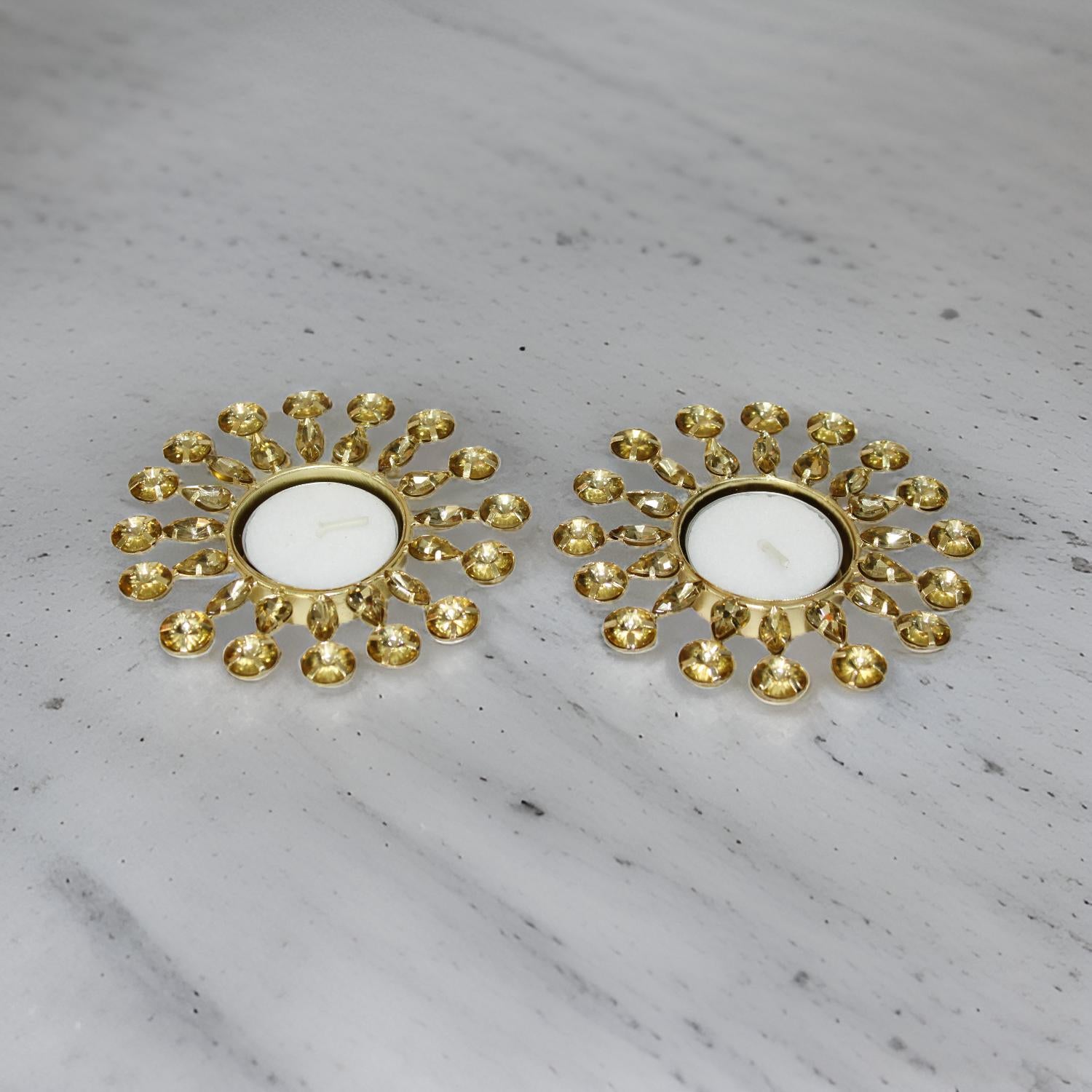 Unique Golden Jewelled T-Light Holder For Diwali Pooja & Decoration(Set of 2)