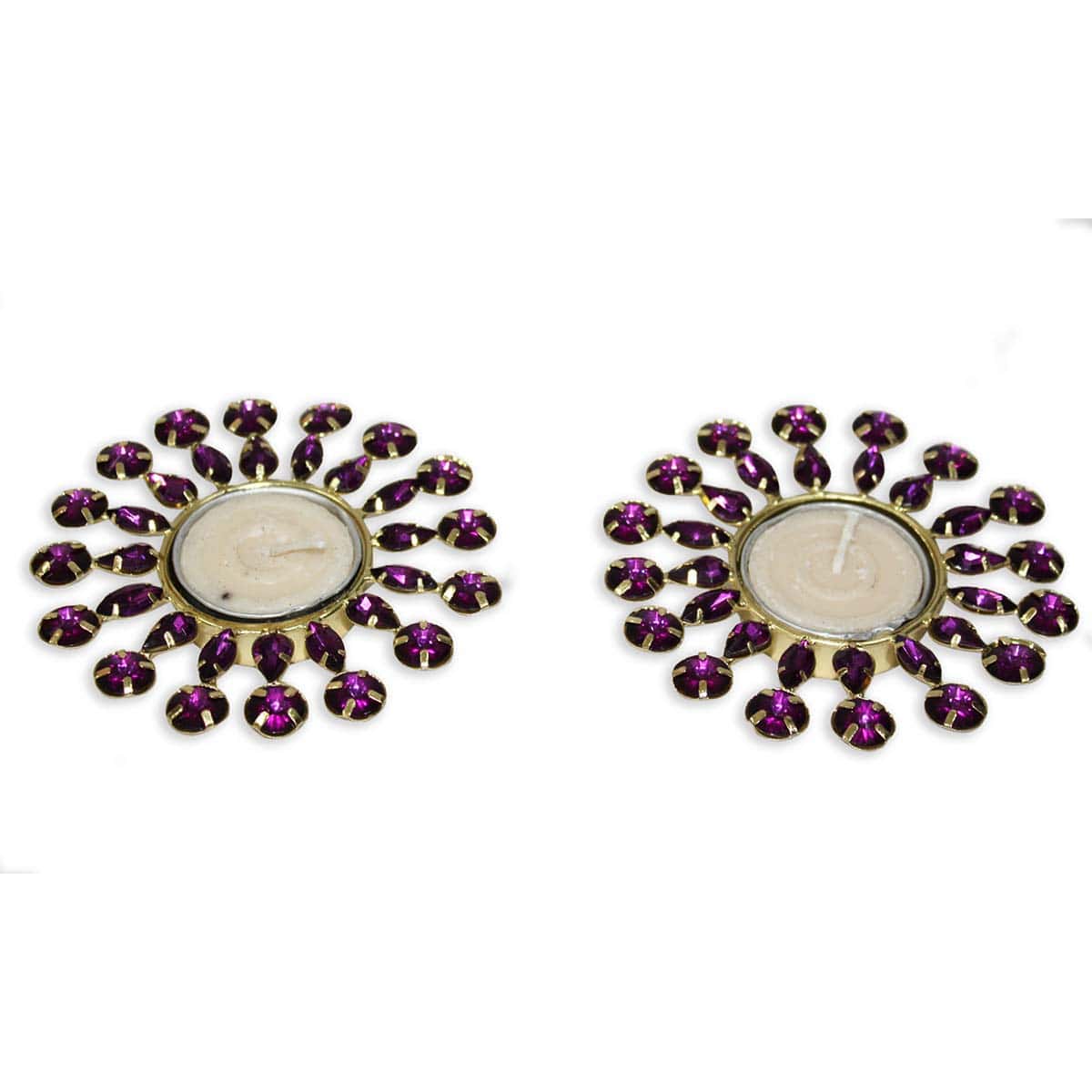 Unique Handcrafted Beaded T-Light Holder Pooja & Decoration (Set of 2)