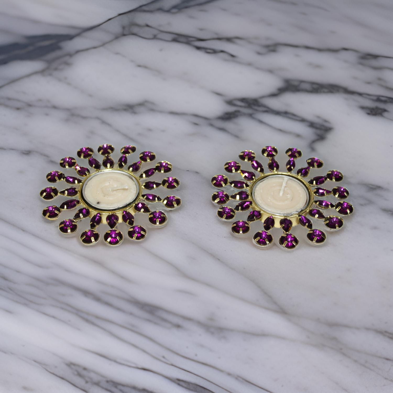 Unique Handcrafted Beaded T-Light Holder Pooja & Decoration (Set of 2)