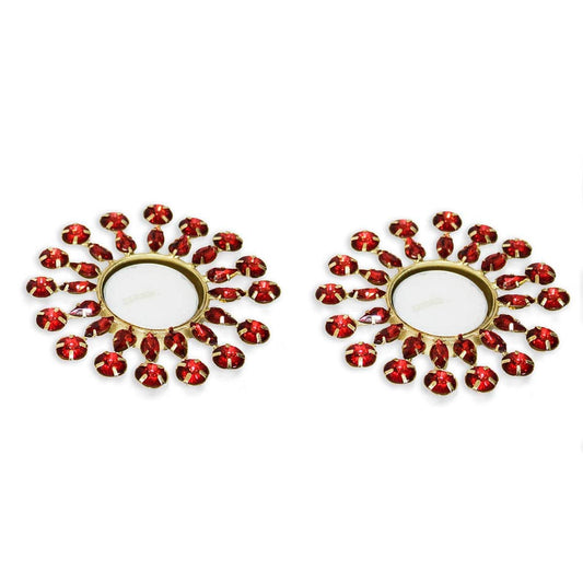 Cherry Jewelled T-Light Holder For Diwali Pooja & Decoration(Set of 2)