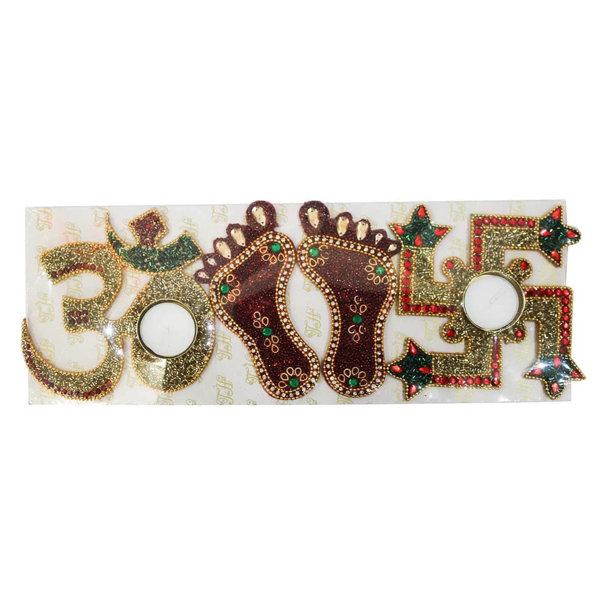 Laxmi Ji Charan Paduka with Om Swastik Diya